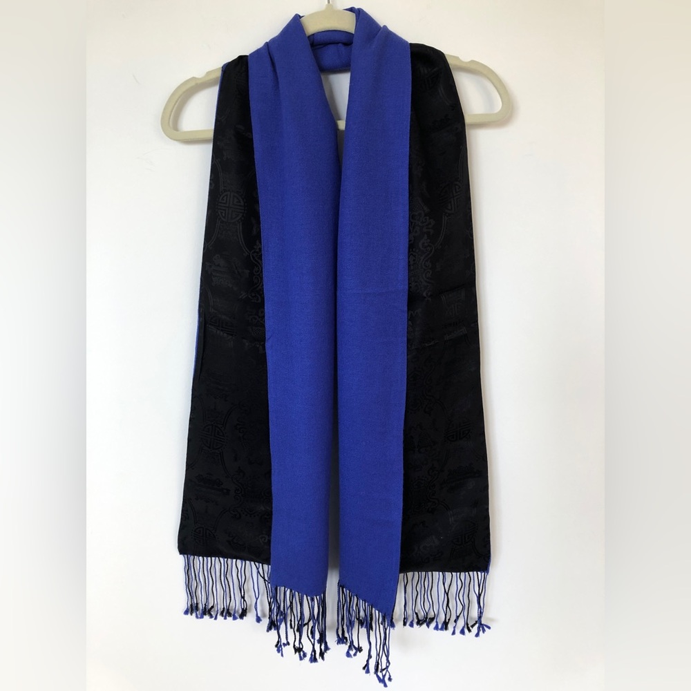 Pashmina & Silk Scarf/Shawl w/ Oriental Pattern